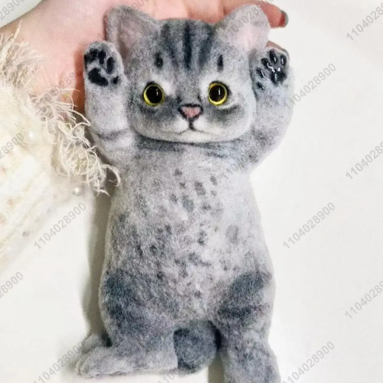 Big Cat Taba Squishy Hand-Painted Super Big Kitty Cat Handmade Fuzzy Kitten Squeeze Toy Mochi Toy Hand Relax Stress Release Gift