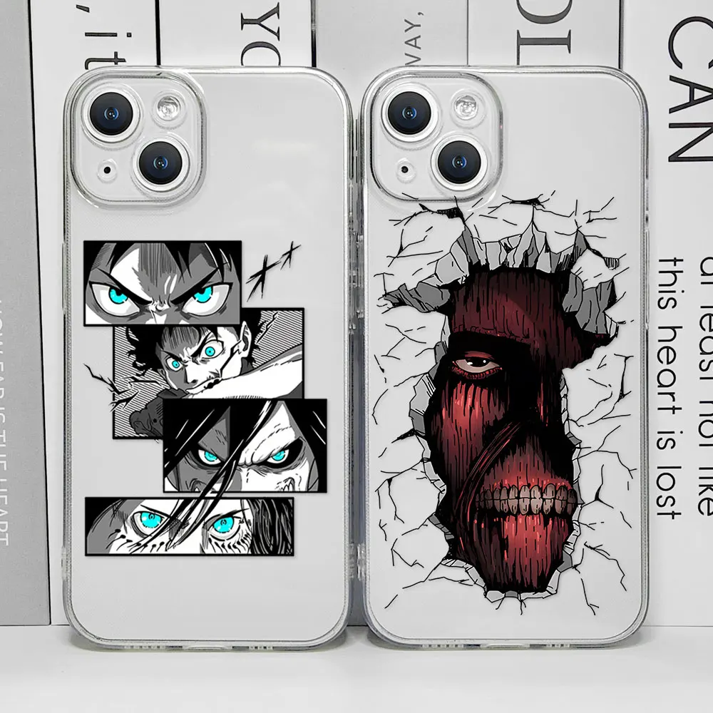 Attack on Titan Anime Phone Case for IPhone 15 14 13 12 11 Pro Max Mini XS MAX X XR SE20 7 8 Plus Soft Covers Clear Fundas Coque