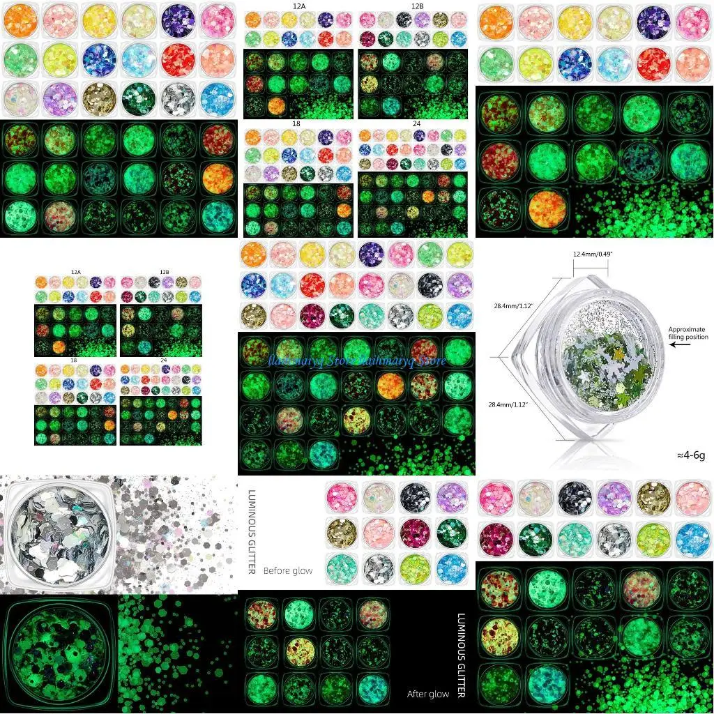 

573B Art Glitter Luminous Shiny Hexagon-shaped Glitter Sticker