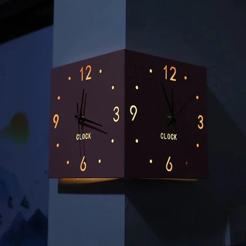 

Corner Wall Clock Large Double Face 3D Clocks Home Decor Mute Wall Clocks Modern Design Living Room Decoration Digital Watch