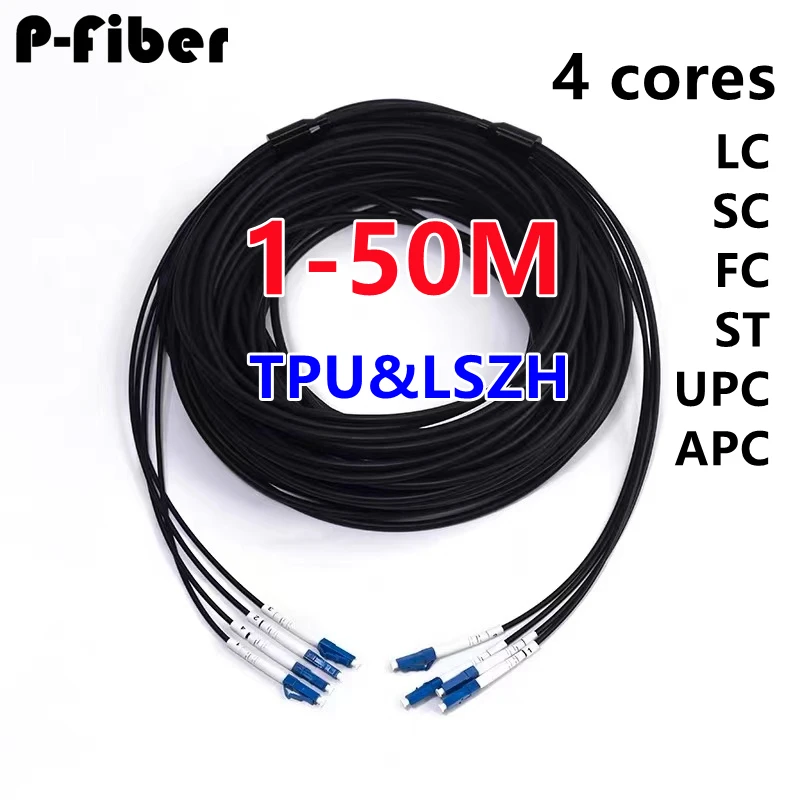 fiber patchcord armored 4 cores 1-50m TPU LSZH 4C LC SC FC ST APC SM ratproof jumper optical fiber extender outdoor 30m20m40m10m