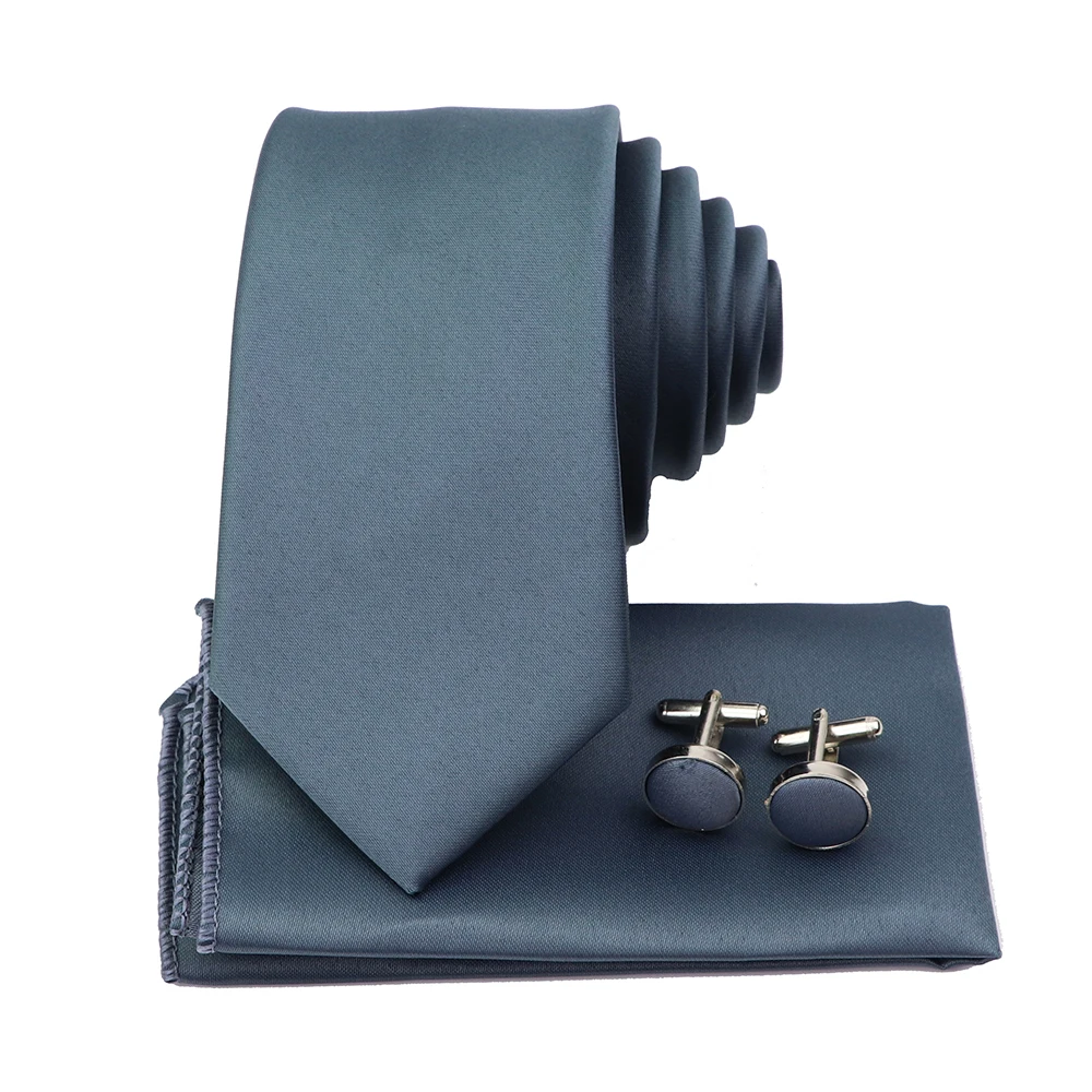 Men\'s Colorful Polyester Necktie Bowtie Cufflink Brooch Set Sage Green Pink Ties Business Wedding Party Shirt Accessories Gift