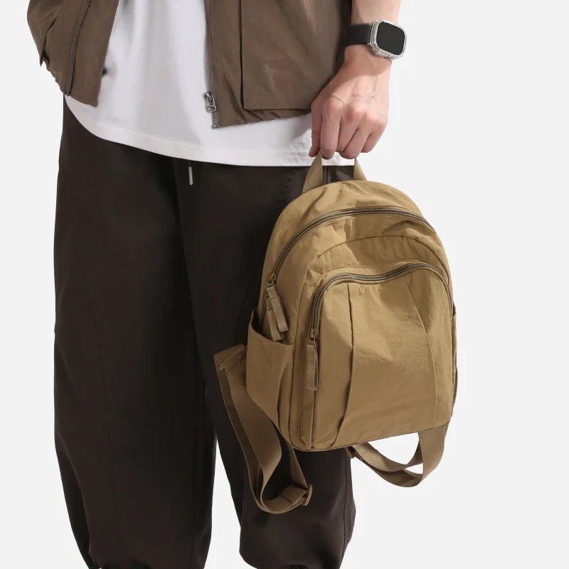 Trendy Women and Men Nylon small backpack Waterproof Minimalist Handbag Lightweight Shoulder Purse Design Solid Color Daily Use