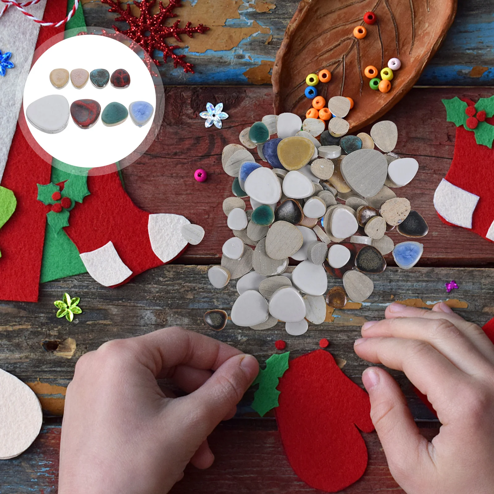 1 Bag DIY Ceramic Mosaic Pieces Irregular Fragments for Art Crafts Handmade Tile Decorative Wall Vase Garden DIY Accessories