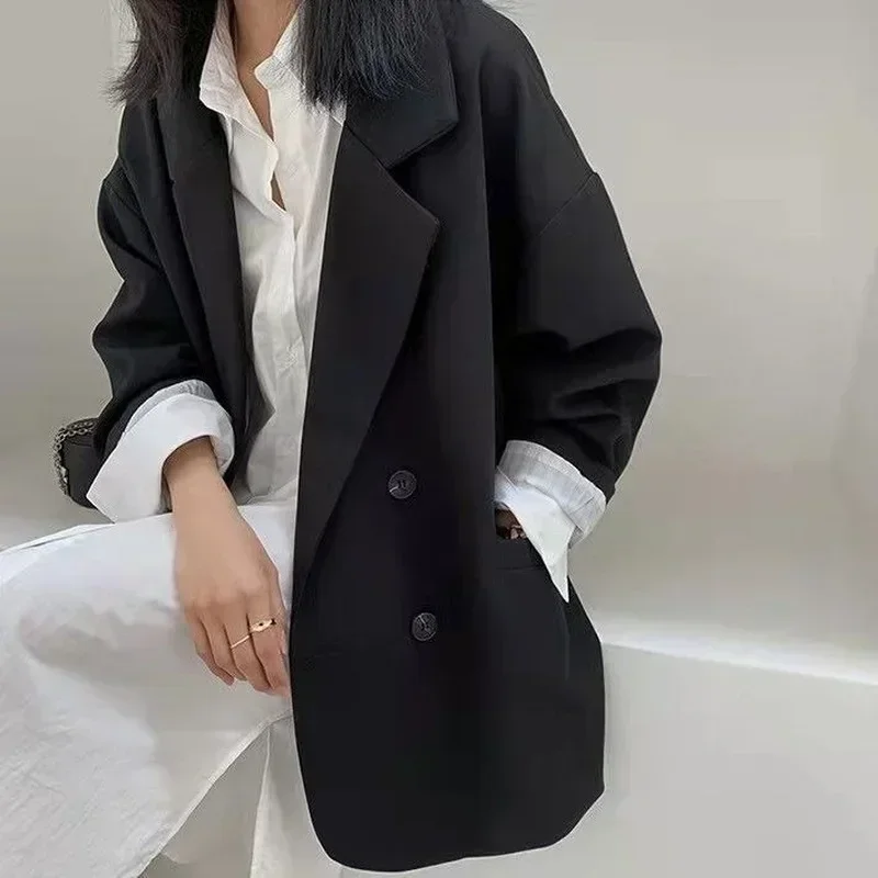 Women's Large Blazer Coats Spring Autumn Fashion Korean Version Loose Top Coat Office Work Clothes Grace Fall Jacket for Women