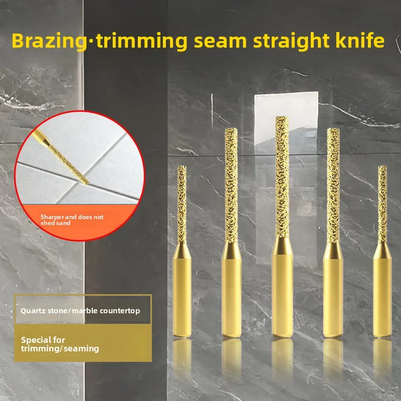 Brazed Diamond Router Bit Straight Shank Milling Cutter For Quartz Stone Marble Granite Ceramic Tile Stitching Trimming Machine
