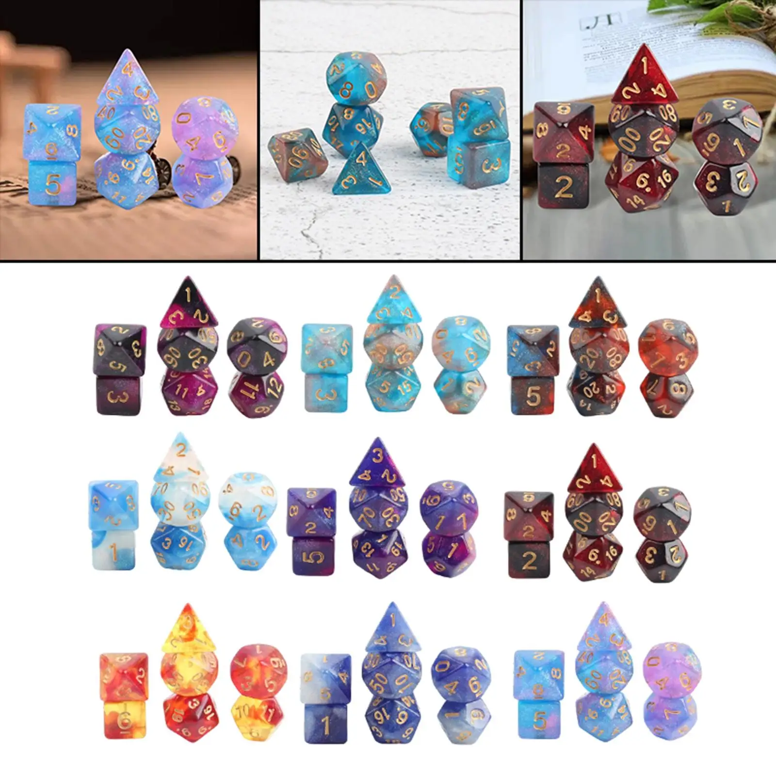 

7 Pieces Polyhedral Play Entertainment Game for Bar Party