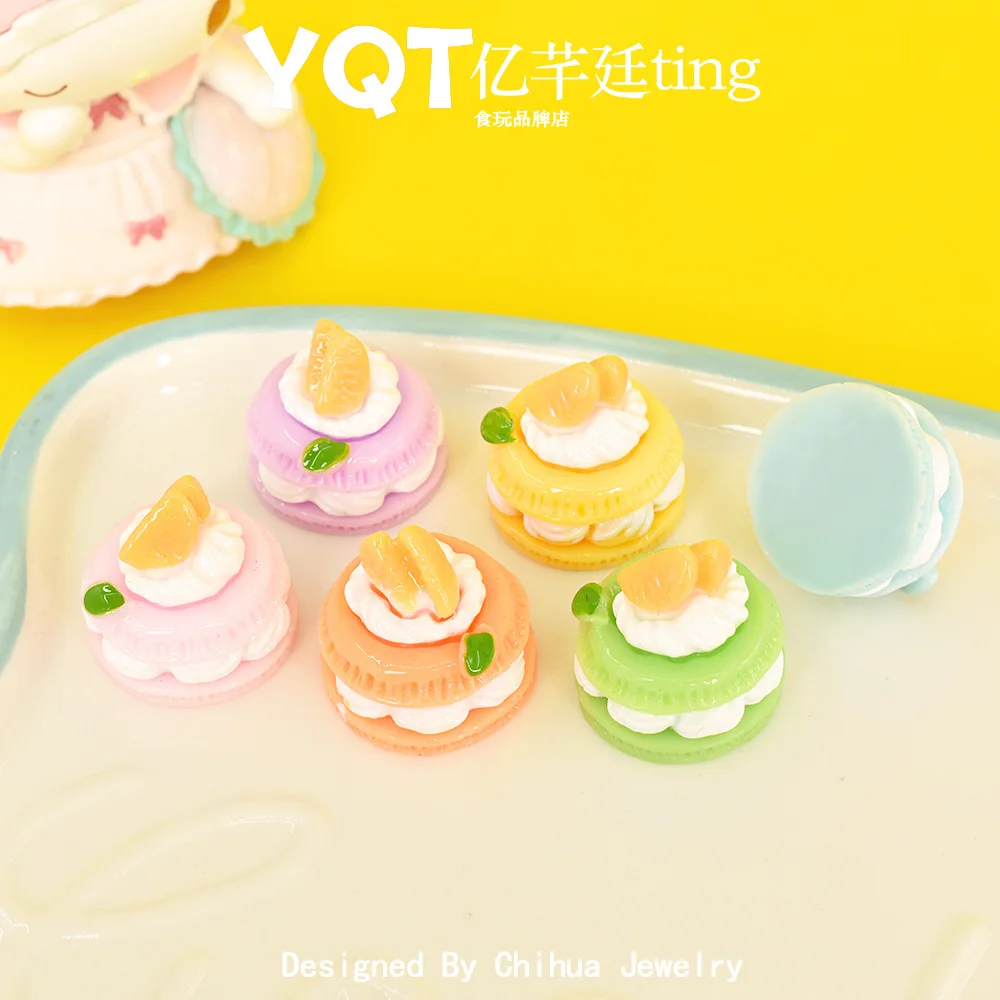 

Macaron Charm Resin DIY Accessories, Cute Fruit Cake Cabochons for Hair Clips, Phone Case Decor, Kids Pretend Play Crafts