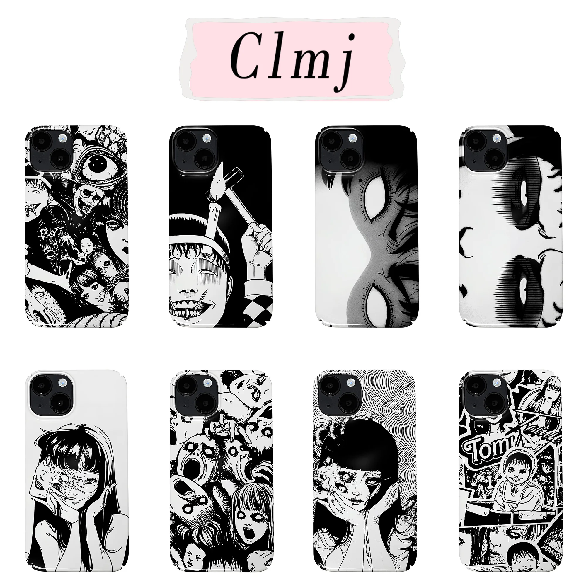 Clmj Cartoon Horror Junjis Ito Phone Case for iPhone 17 16 15 14 13 12 11 Air Pro Max XR XSMax 8 Plus Glossy Film Hard PC Cover