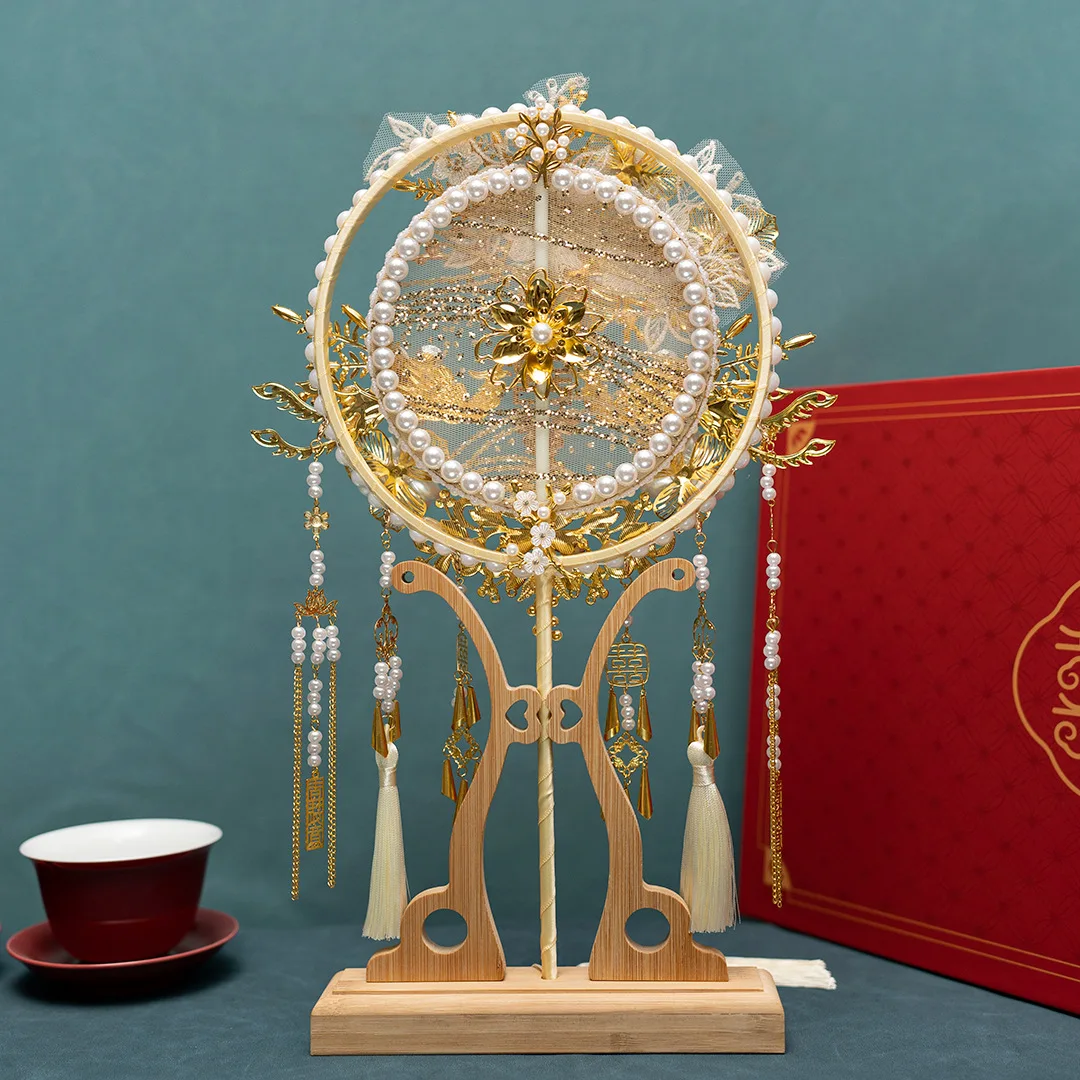 Chinese Style Decorative Fan for Bride Group Fan Gift for Best Friend Wedding and Material Package for Finished Fan Chinese Fan