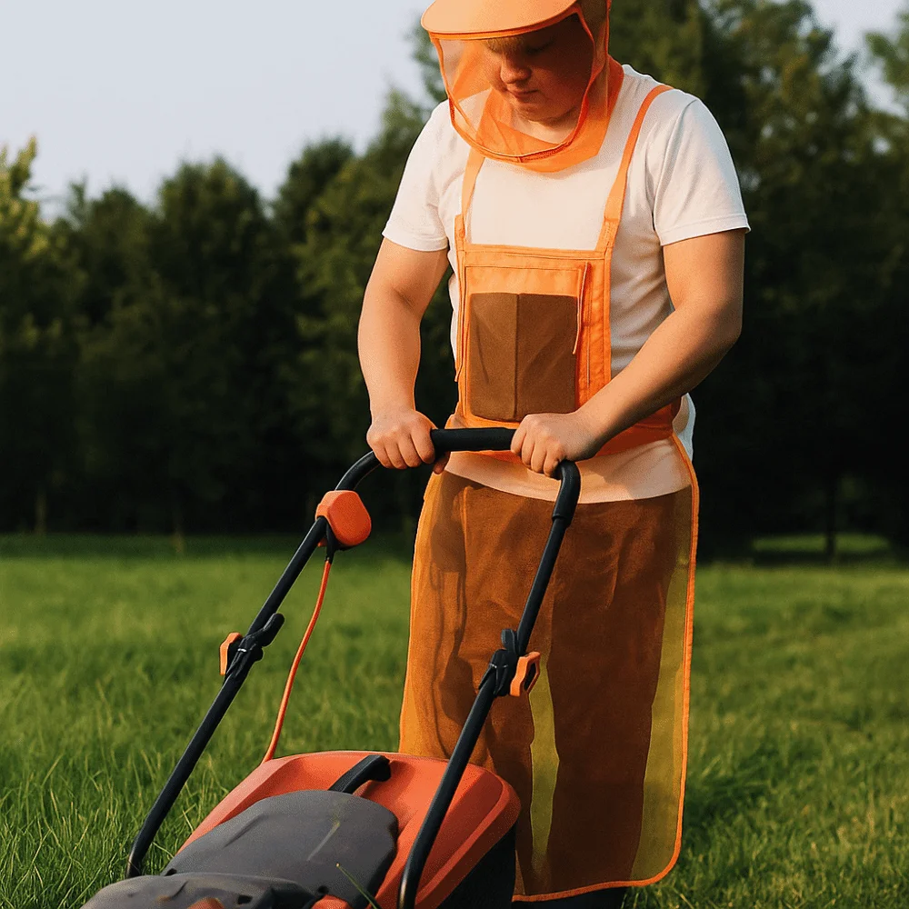 Tablier de tondeuse à gazon en maille avec poches, couverture complète, tablier de jardinage de sécurité, respirant et léger, combinaison de travail de jardin, aménagement paysager