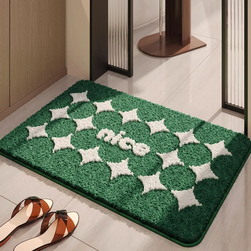 

Chic Tufting Grids Bathroom Mat Soft Tufted Geometric Bedroom Rug Door Pad Carpet Anti-slip Hallway Home Room Decor Doormats