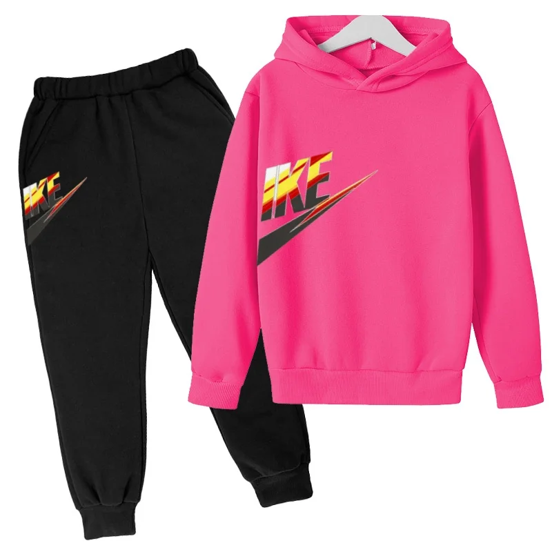 Kinder-Sweatshirt-Set mit Kapuzenjacke, Jungenbekleidung, Mädchen-Freizeit-Sportmarken-Set, Kapuzenoberteil mit Jacke und Hose, 2-teiliges Set – Detail 10