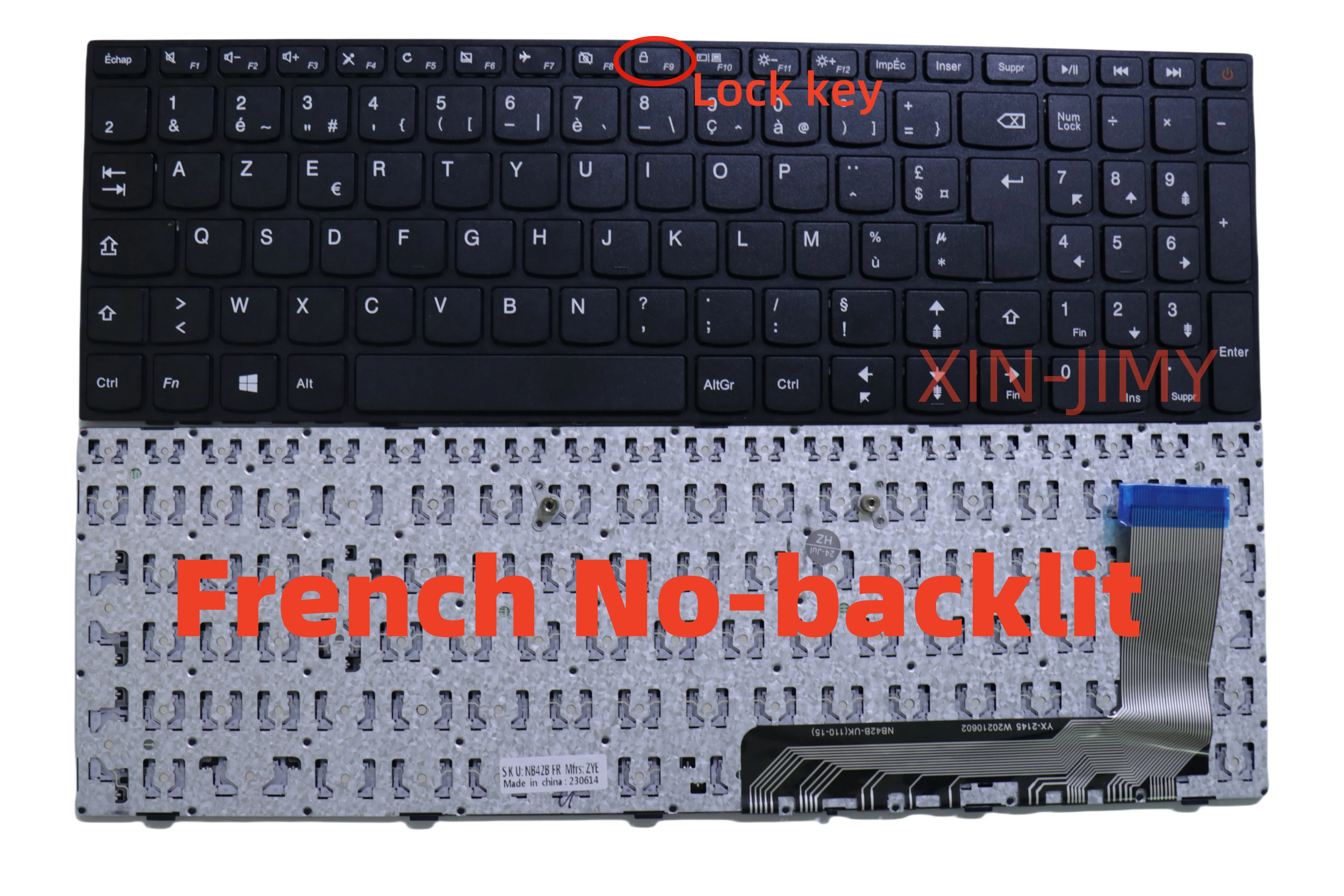Teclado francés para portátil Lenovo IdeaPad 110-15ISK 110-17ACL 110-17IKB 110-17ISK FR negro con marco