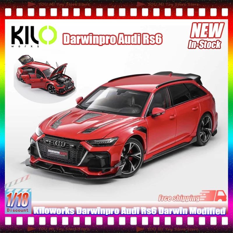 

Новые Kiloworks масштаб 1:18 Darwinpro Audi Rs6 модифицированная имитация сплава литые модели игрушки с полным открытием коллекционный автомобиль орнамент