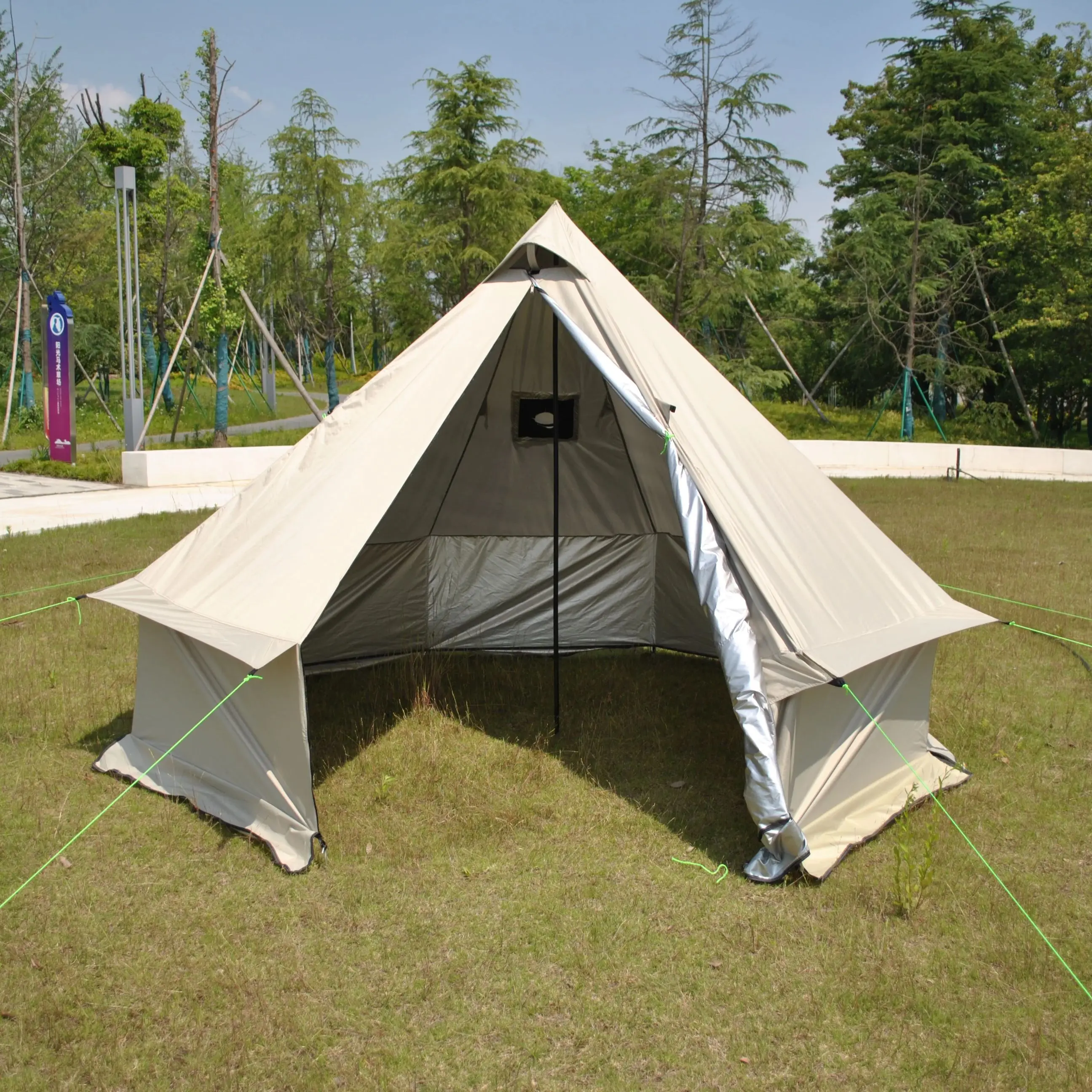 

6-8 Person Yurt Tent with Wood Stove Chimney Vent, PU4000 Waterproof 210D Oxford, Detachable Floor for Camping, Birdwatching