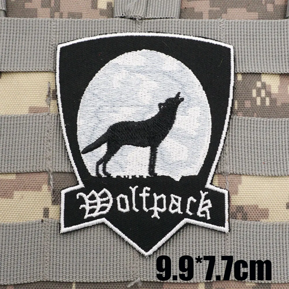 Wolfpack Military Tactical Embroidered Patches Armband Backpack Badge with Hook Backing for Clothing