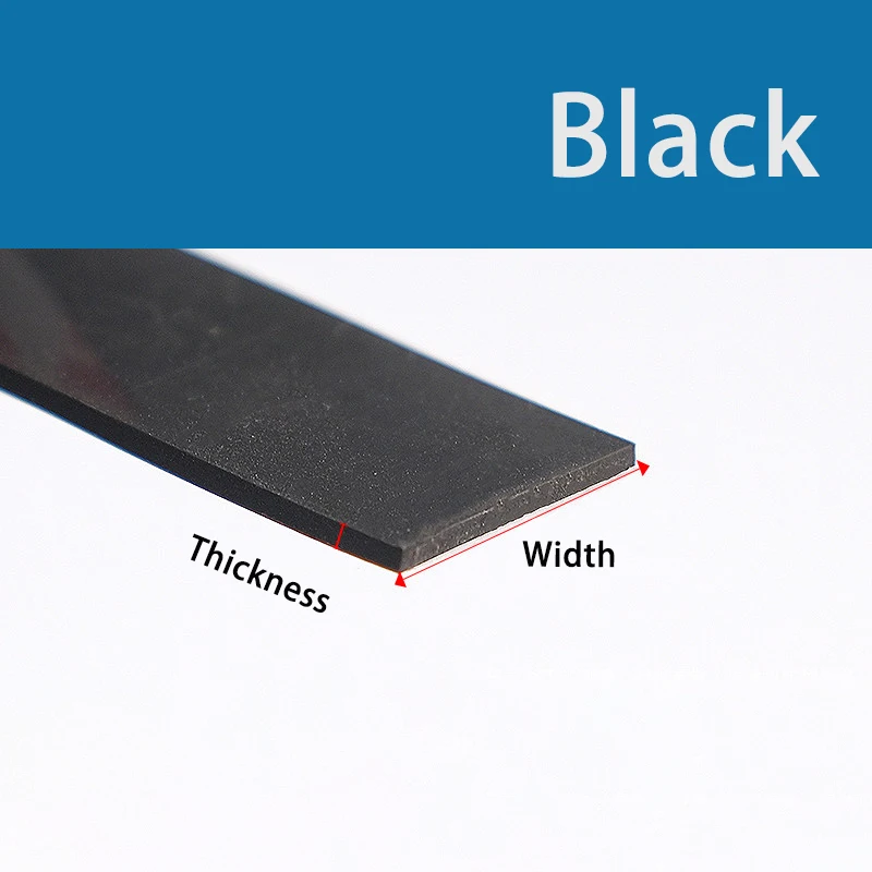 1~5 Meters Thickness 1~5mm Width10~50mm Black Single Sided Self-Adhesive Silicone Rubber Solid Strip High Temperature Resistant