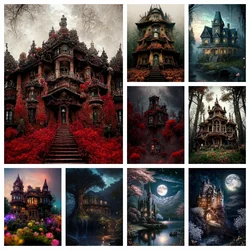 5D Diamond Painting Gothic Dark Castle Full Drill Square Round Embroidery Cross Stitch Landscape Mosaic Handicraft Home Decor
