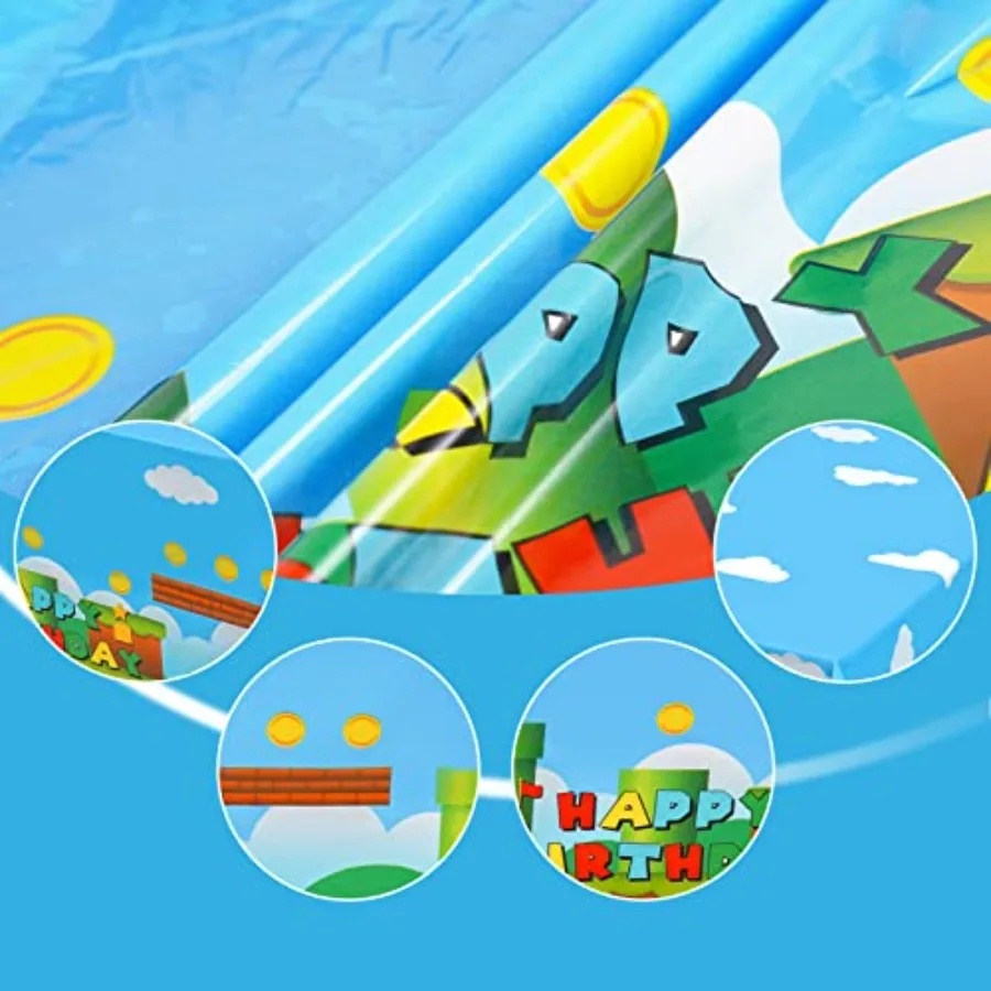 3 PCS Video Games Party Tablecloth Plastic Video Games Table Cover for Video Games Birthday Party Decorations Supplies 86.6 x 5