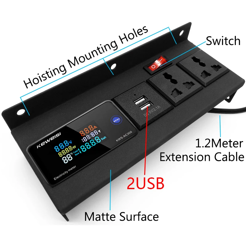 EU AU US UK Universal 4 Power Socket 2 USB Charging Port Kitchen Table Desktop Sockets Countertops Worktop Hidden socket