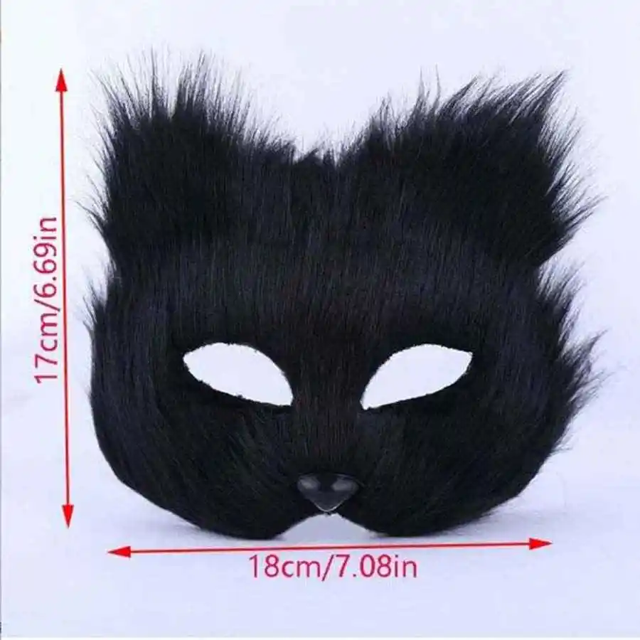 Sexy Fuchsmasken-Set mit Schwanz für Feiertagspartys, Rollenspiele, Pelz-Tiermasken für Männer und Frauen, Maskerade-Party-Requisiten, Bühnenauftritts-Set – Detail 3