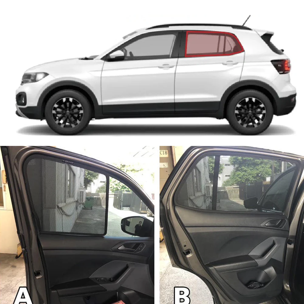 For Volkswagen VW T-CROSS 2018-2024 Magnetic Car Sunshade Visor Front Windshield Curtain Rear Side Baby Window Mesh Sun Shade