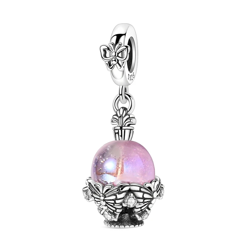 Original Charms Silver Beads Glowing Planet Pendant