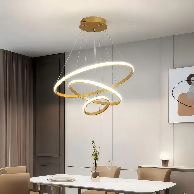 Modern Simple Three Rings LED Chandelier Minimalist Dining Room Living Room Circles chandelier  Modeling Rings LED Pendant Lamp