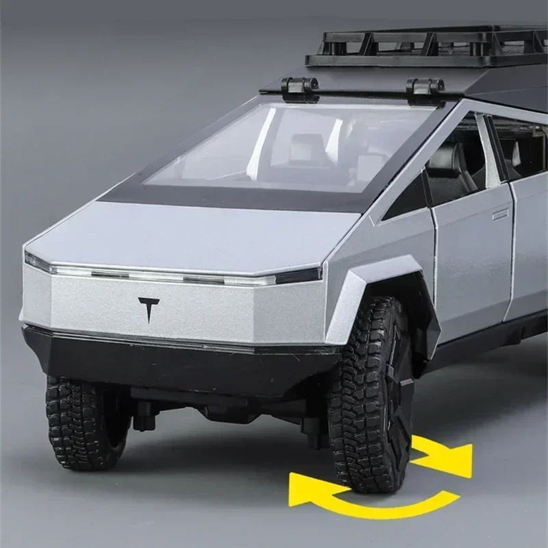 1:24 Tesla Cybertruck Pickup alliage Camping RV modèle de voiture moulé sous pression en métal jouet Van Touring voiture modèle son lumière enfant ornement cadeaux
