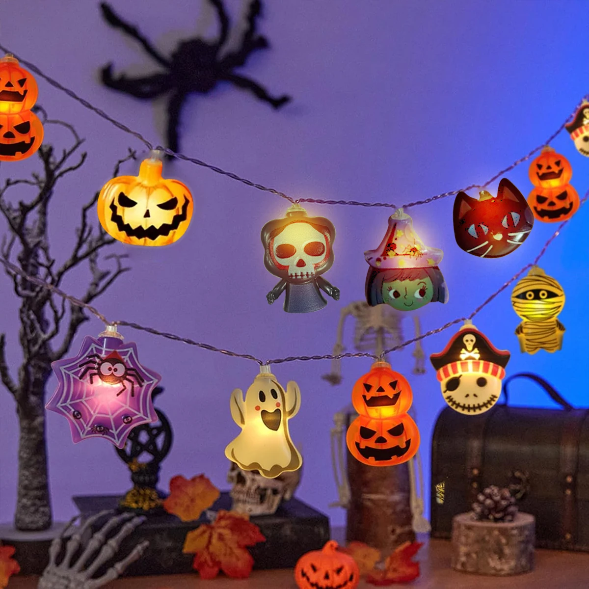 1pc Halloween LED Fairy Tale Lights Battery Operated 10/20/30LED Holiday Festival String Lights For Home Party Indoor Decoration