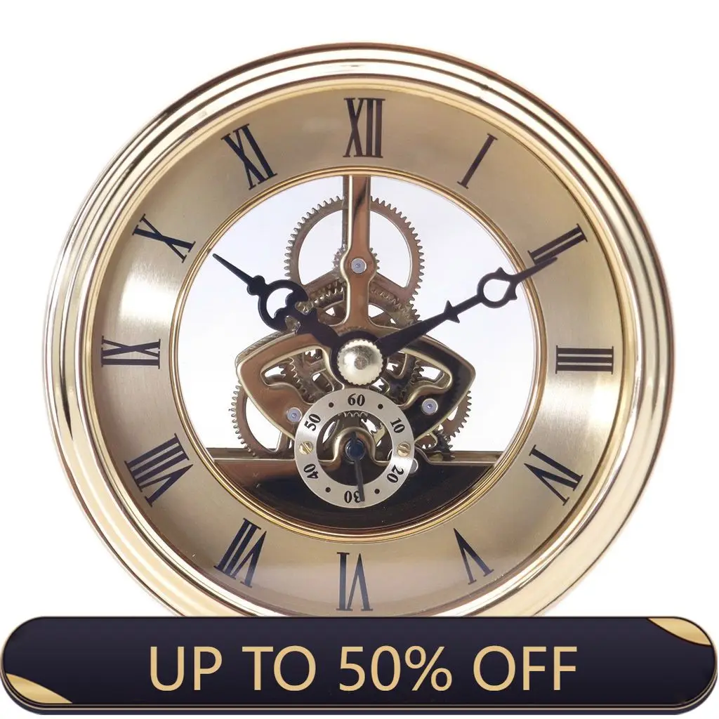 3D Small Wall Clock Retro Gold Table Clocks Wall Home Decor Shabby Chic Accessories Metal Transparent Movement Reloj Gift FZ993