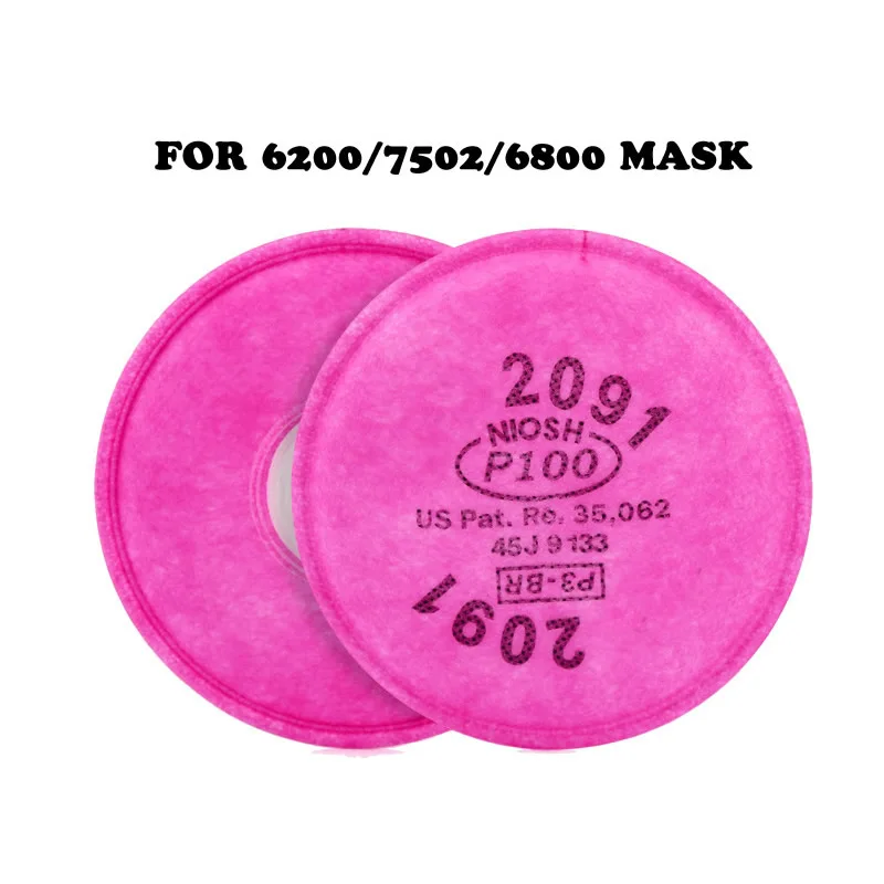 2pcs/Pack 2091 P100 Particulate Filter For 6200/7502/6800/7000/FF-4 Respirator Mask Welding Polishing Painting Work Safety