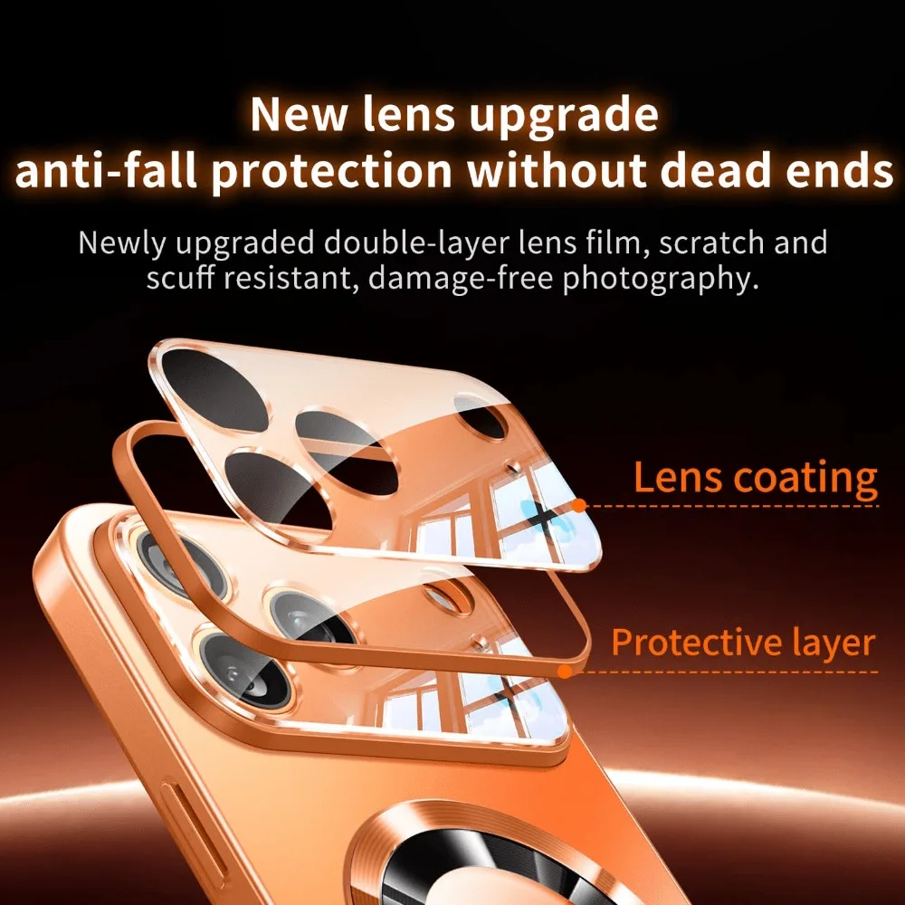 حافظة هاتف شحن لاسلكية مغناطيسية فاخرة نافذة زجاجية مع آيفون 12/ 13/ 14/ 15/ 16/ 17/ Pro Max/ Plus #6