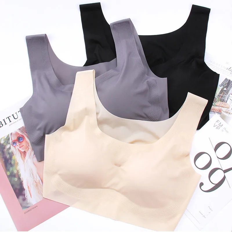 

1pcs Womens Ice Silk One-piece Type Sport Bra Female Gym Workout Fitness Seamless Yoga Bra Lady Shockproof Crop Top Push Up Bras