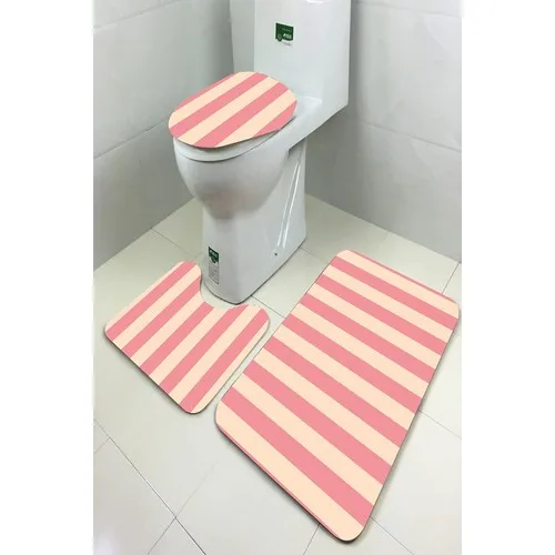 Inca Carpet Antibacterial Washable Non-Slip Dot Sole 3'lü Toilet Seat Pad (60CM x 100CM - 55CM x 60CM - 47CM x 50CM) İNKZ6082