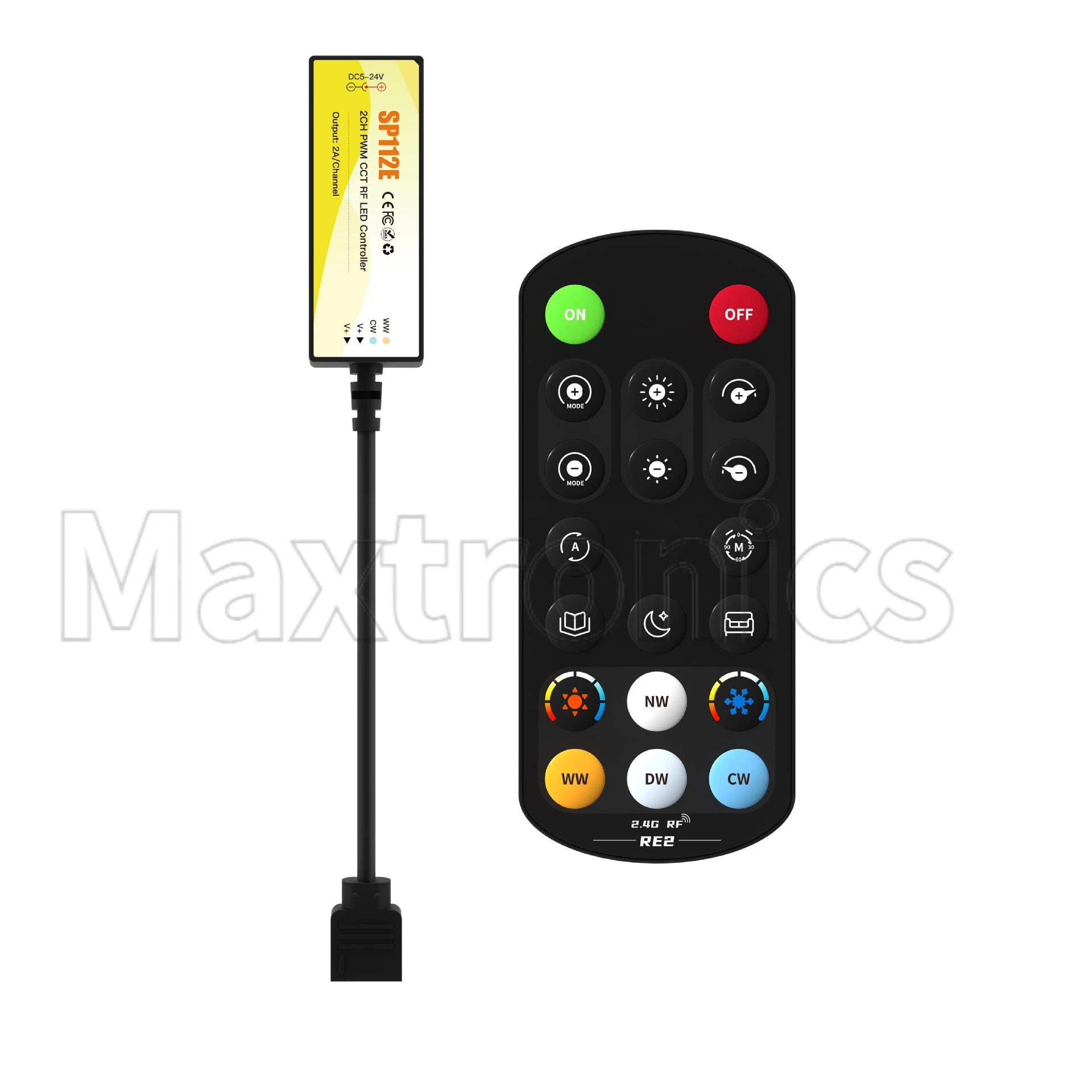 PWM Mini RF 2.4G LED Controller 2pin DIM 3pin CCT 4pin RGB 5pin RGBW 6pin RGBCCT 2835 5050 FCOB No IC Light Strip SP112E SP113E