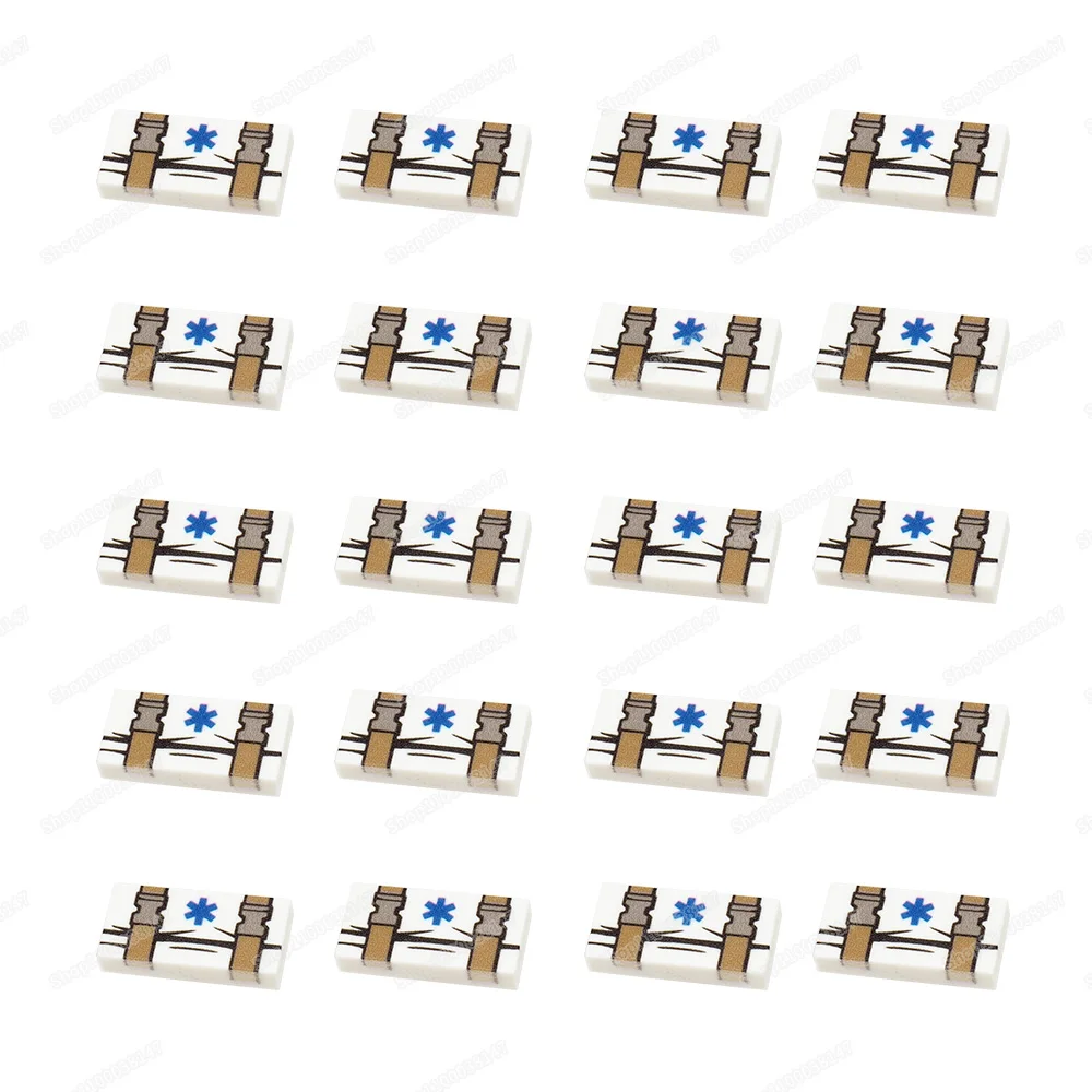 Star of Life Tracolla di serraggio Modello 3069 Building Block 1x2 Piastrelle Stampate Figure MOC Kit di pronto soccorso Modelli di scena Parti Giocattolo