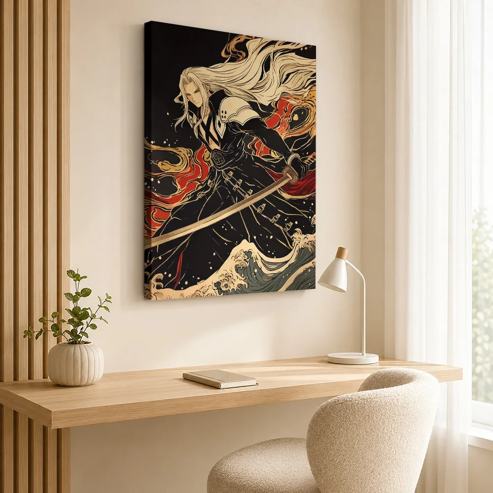 Sephiroth Masamune Ukiyo E Artwork Canvas Print Posters Anime Style Wall Decor With Customized Photo For Dorm Ideal Teen Gift
