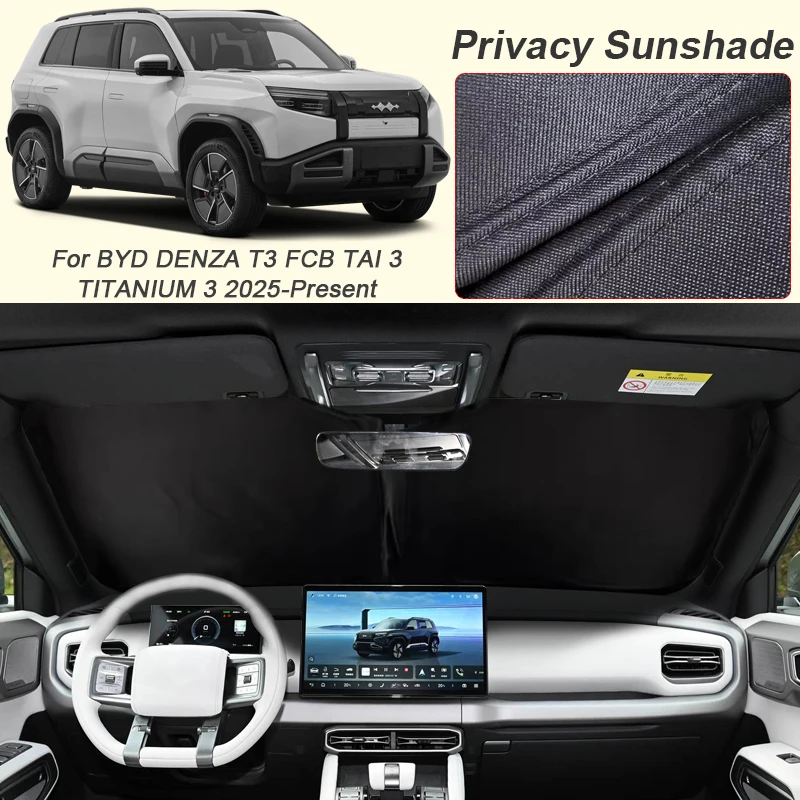 

Автомобильный солнцезащитный козырек на черное окно для BYD DENZA T3 FCB TAI 3 TITANIUM 3 2025-2026, теплоизоляционный защитный чехол с защитой от УФ-лучей, аксессуар