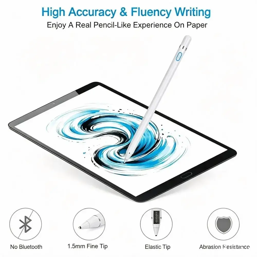 Rechargeable Universal Tablet Stylus Pen, Slim Active Touch Pencil for iOS iPad, Android Xiaomi Pad Samsung Tab Drawing Note 3