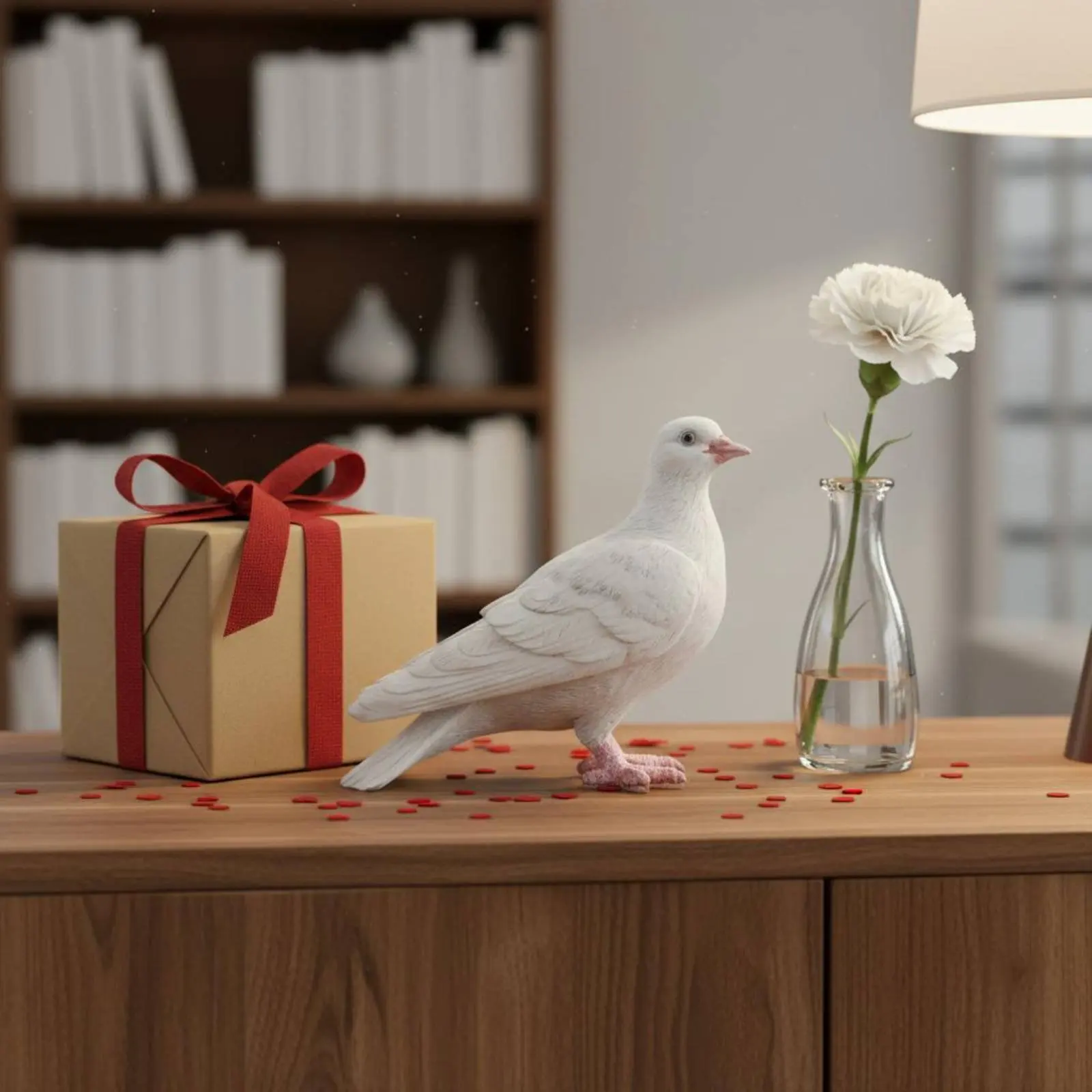 2 Pieces White Dove Statue Valentine Gift Dove Statue Resin Bird Sculpture Cute Pigeon Figurine Miniature for Wedding