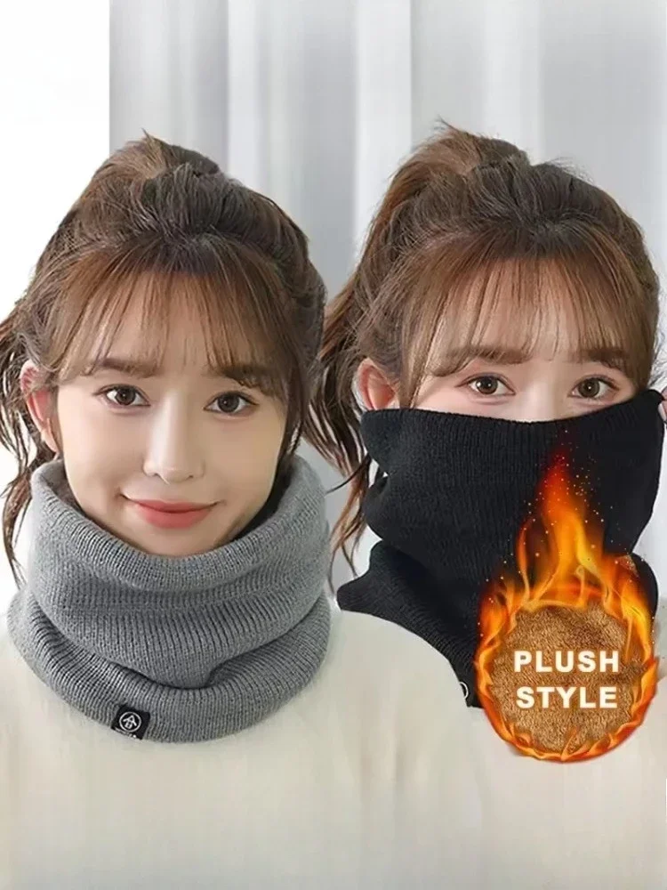 Fashion Soft Knitted Neck Warmer Sport Scarf Women Men Face Cover Winter Skating Running Warm Scarves Thick Cold-proof Collar
