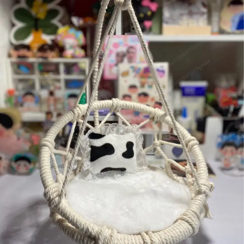 

Hand-woven Baby Hanging Chair, 3 Optional Sizes Equipped with Cute Cotton Doll