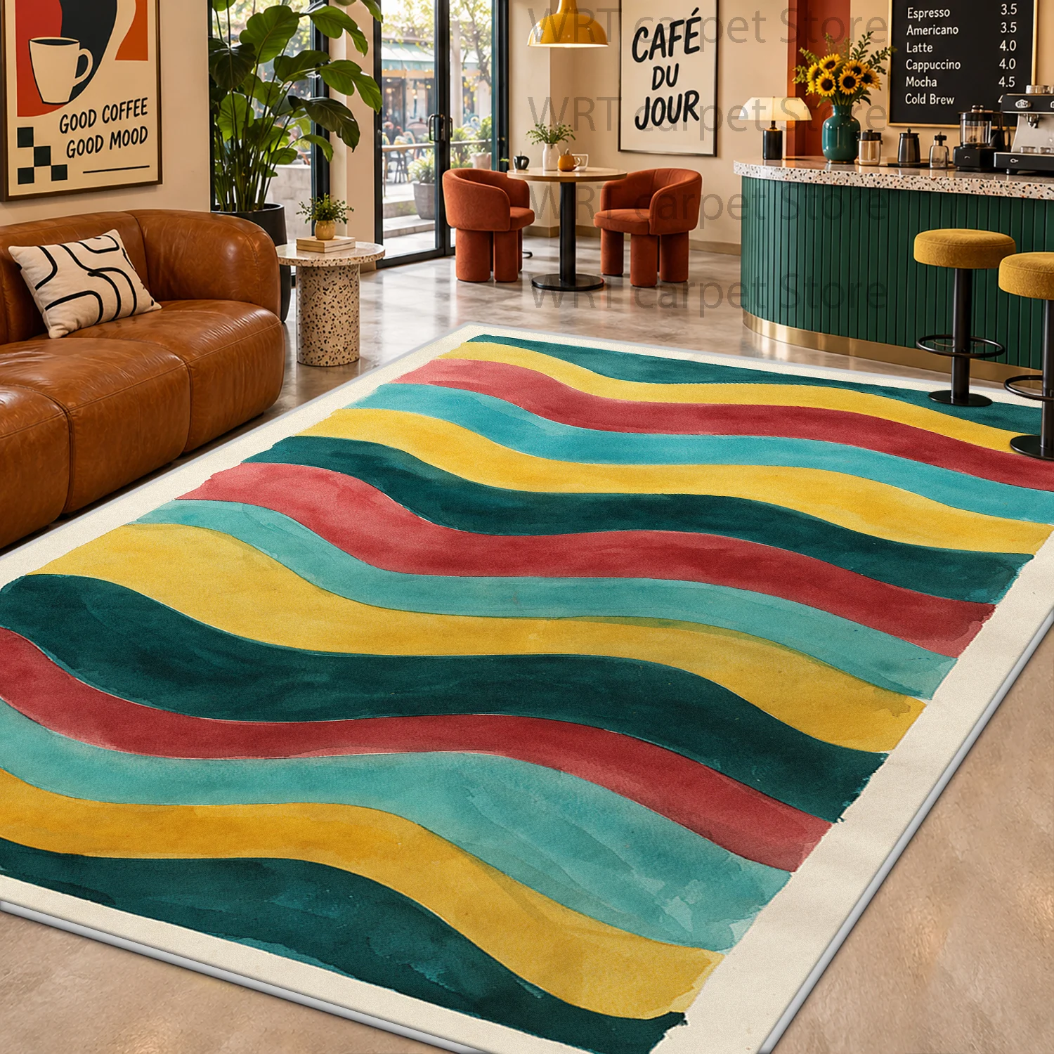 Pop Art Color Block Abstract Living Room Carpet Decoration Home Oil Painting Sofa Area Rugs Non-slip Soft Bedroom Foot Mat Plush
