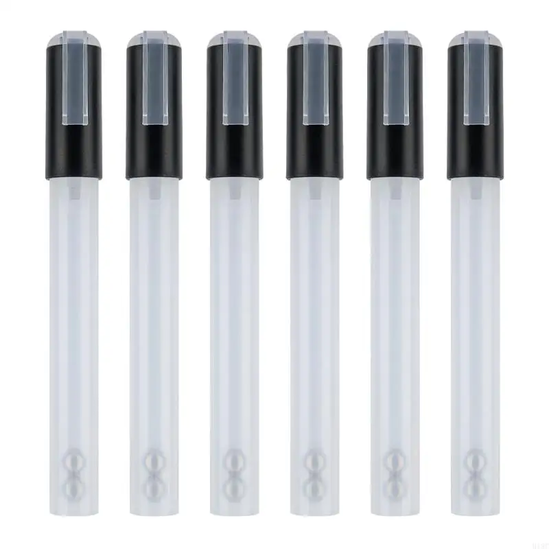 918C 6 قطع قلم طلاء فارغ قابل لإعادة التعبئة مع أنبوب شفاف قلم طلاء فارغ لإعادة التعبئة