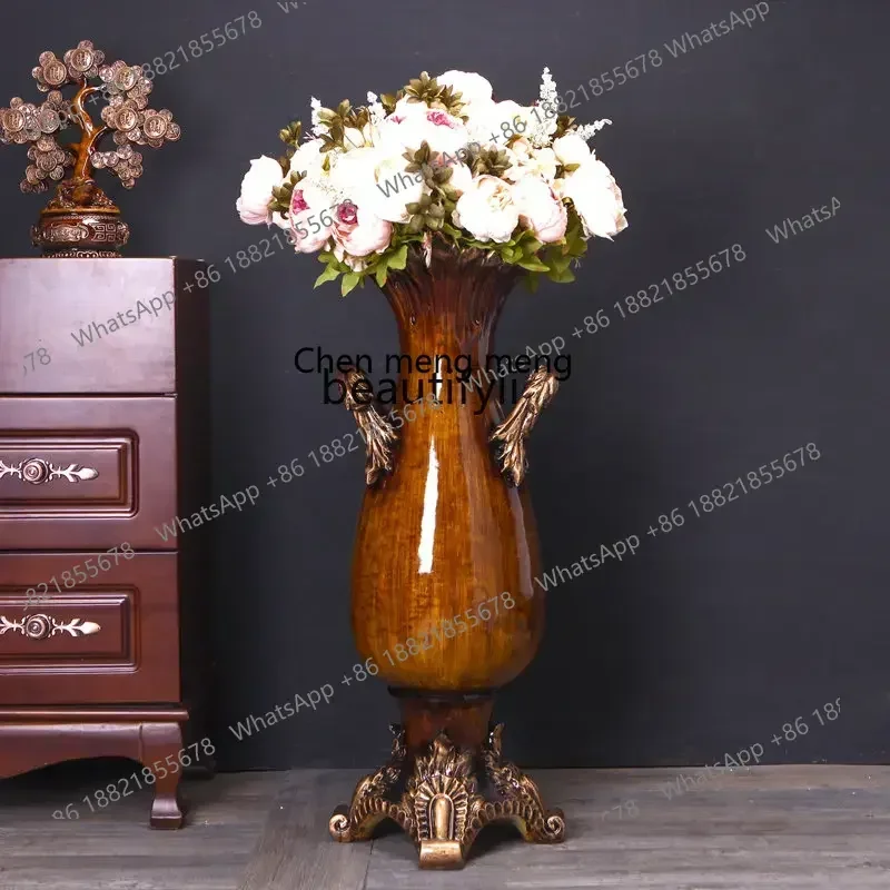 DD  LBEuropean-Style Creative Floor Vase Hotel Club Dried Flower Arrangement in Living oom Decoration Ornaments