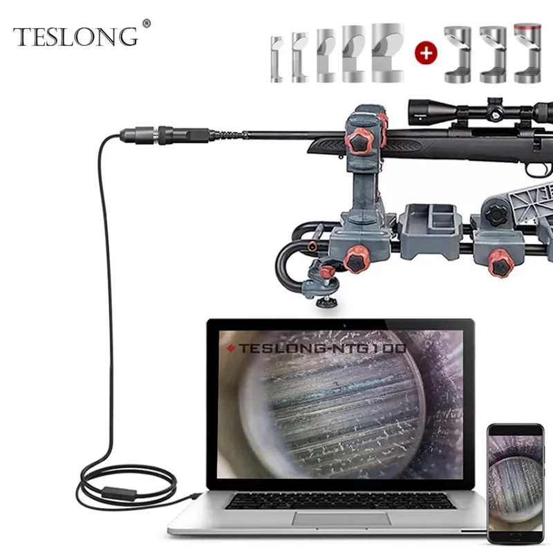 

Teslong Rifle Endoscope Camera, Weapon Borescope Gun Inspection Camera Fit for .20 Caliber and Larger, NTG100+5Pcs Side Mirror