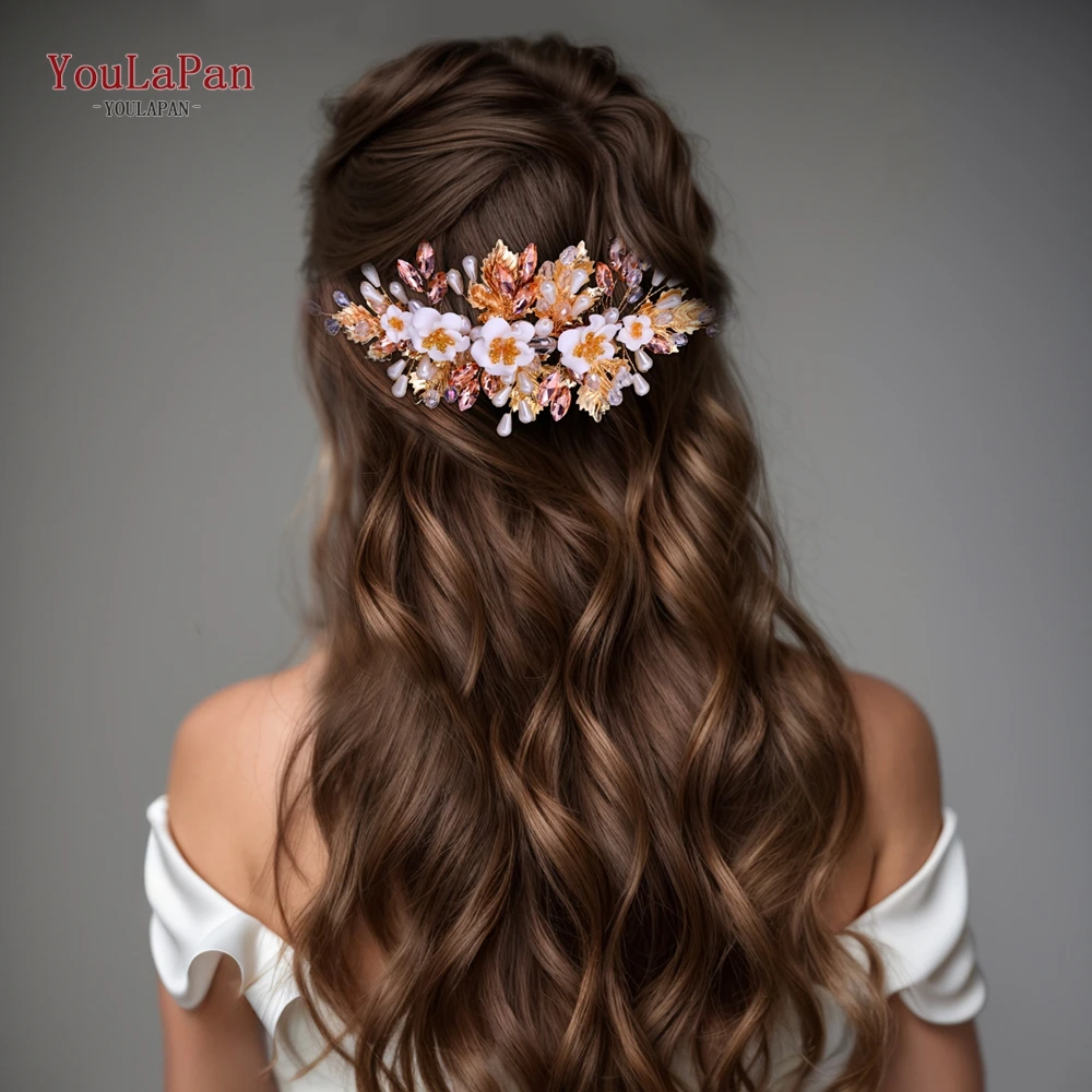 

YouLaPan Rhinestone Bridal Hair Comb Alloy Leaf Wedding Bride Hair Accessories Women Handmade Headwear Bridesmaid Headband HP321