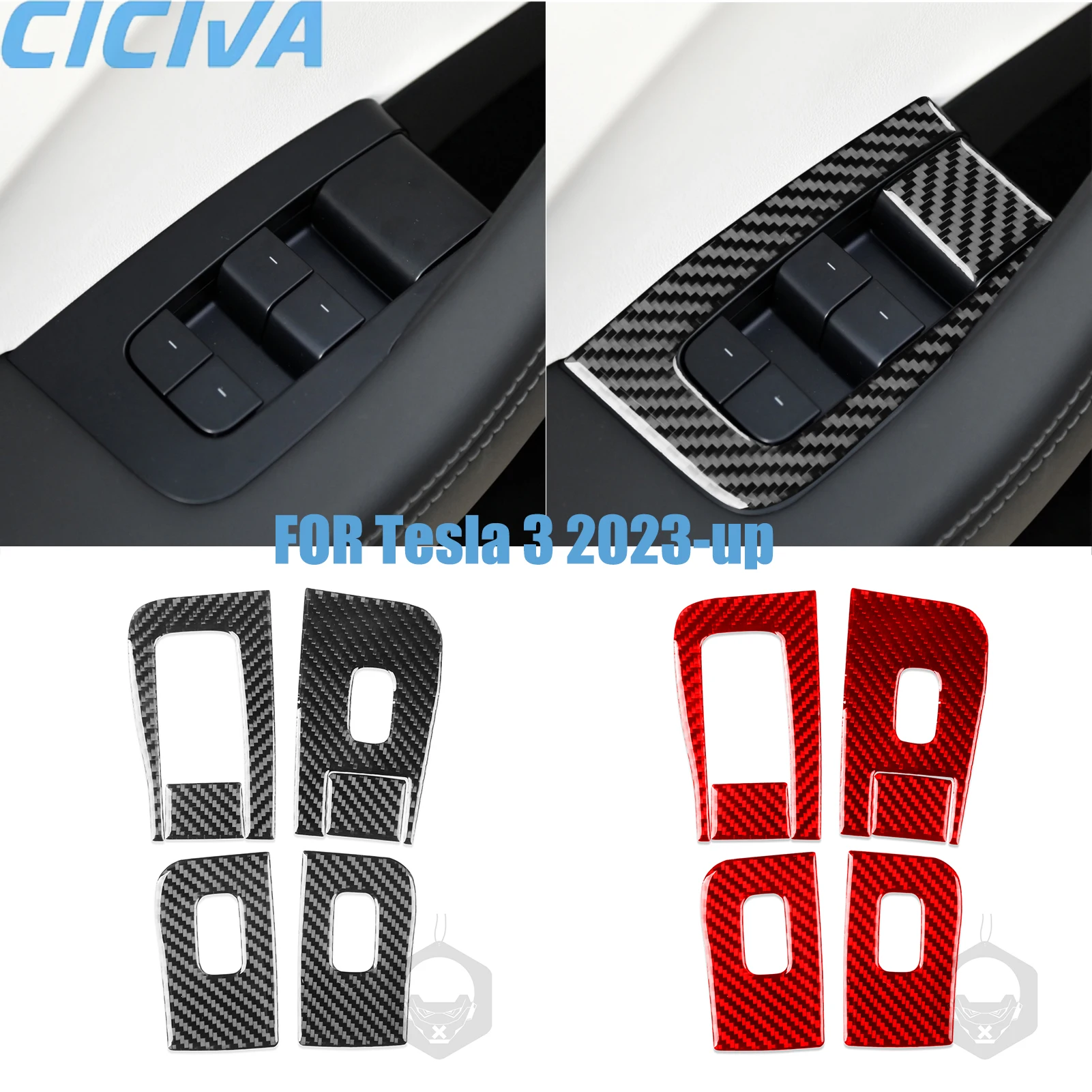 

For Tesla 3 2023-up Lifting control panel Decorative Real Carbon Fiber Stickers Car Interior Accessories